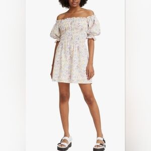 Levi’s Women’s Caitlyn Floral Cloud Dancer Multicolor off shoulder mini dress XL
